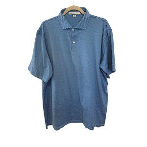 Holderness & Bourne Tailored Fit Men's XXL 2XL Blue Striped Golf Polo